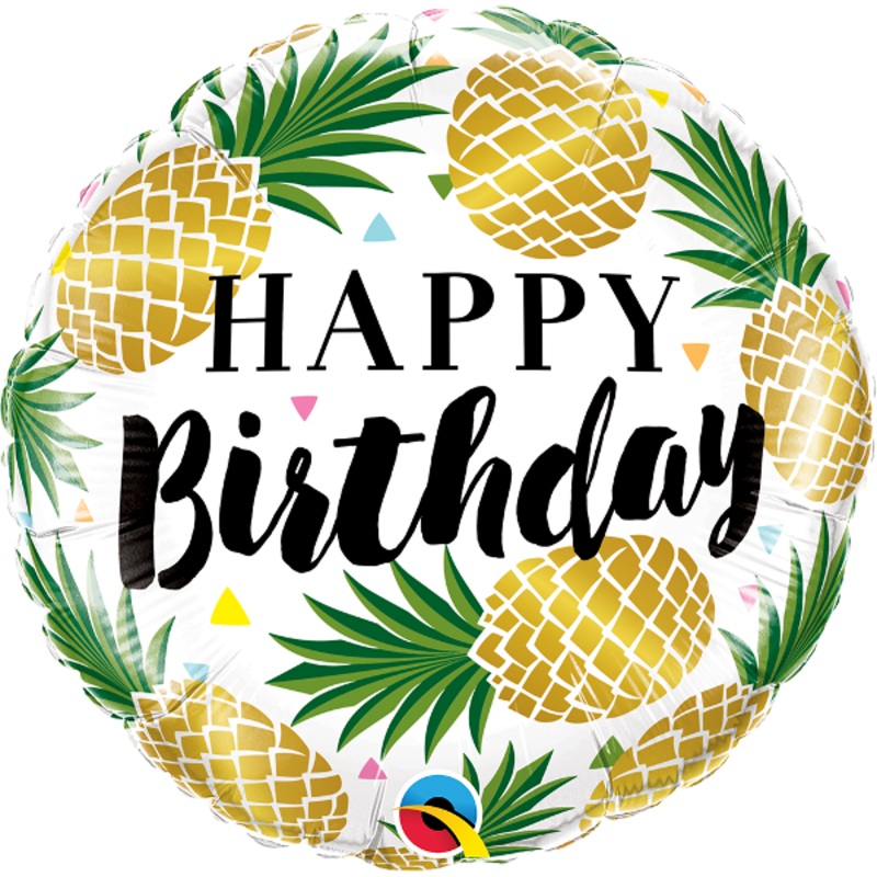 18-inches-Birthday-Golden-Pineapple-Foil-balloon - With Helium