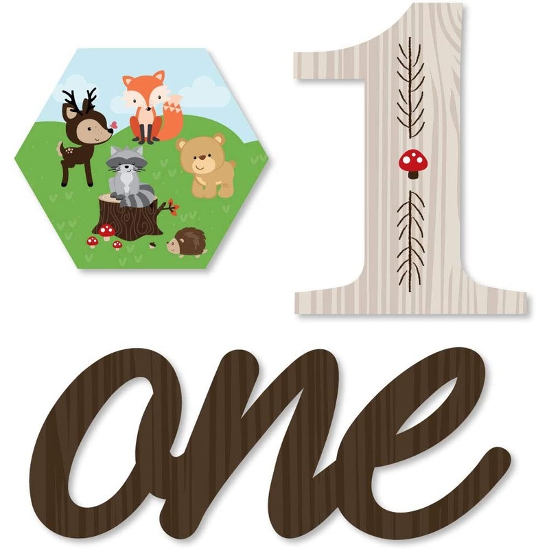 1st Birthday Woodland Creatures - DIY Shaped First Birthday Party Cut-Outs - 24 Count
