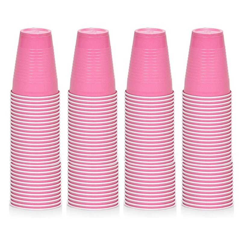 20 Pink Party Cups, 16oz Reusable Disposable Soda Cups for Birthday Party