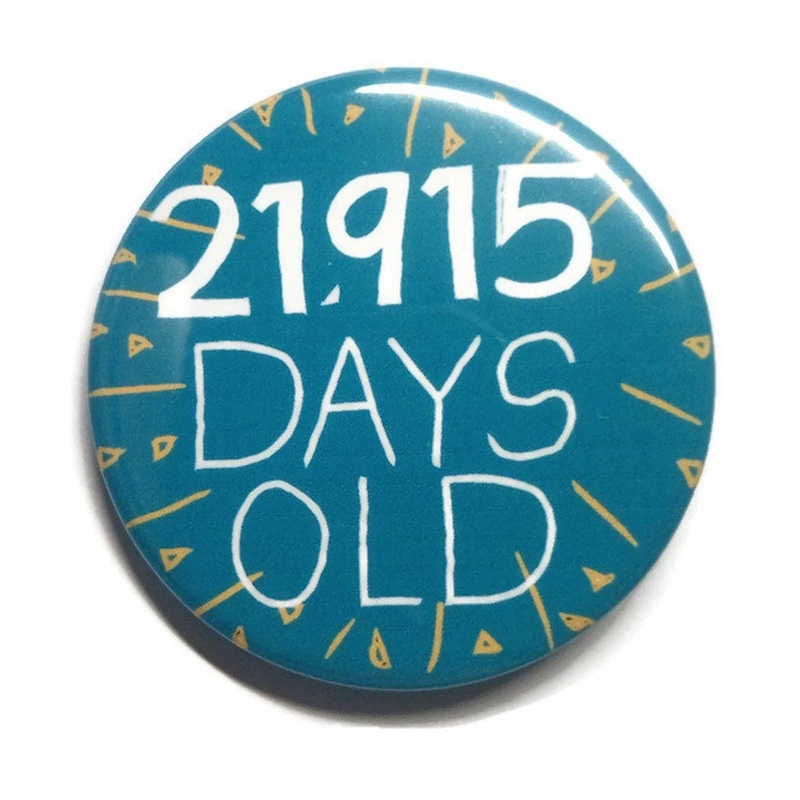 60th Birthday Pinback Button 3 Inch
