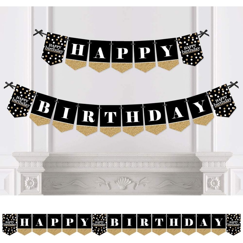 Adult Happy Birthday - Gold - Birthday Party Bunting Banner - Gold Party Decorations - Happy Birthday