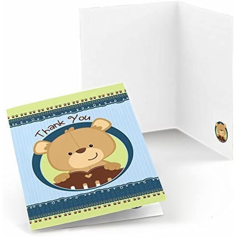 Baby Boy Teddy Bear - Baby Shower Thank You Cards (8 count)