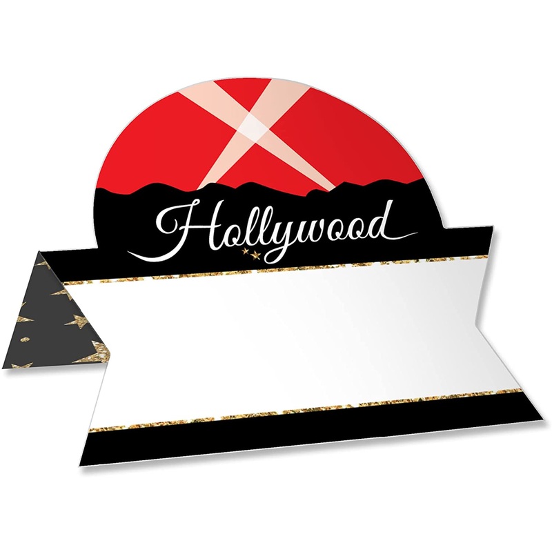 Red Carpet Hollywood - Movie Night Party Tent Buffet Card - Table Setting Name Place Cards - Set of 24