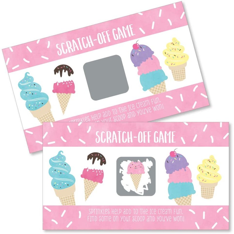 Scoop Up The Fun - Ice Cream - Sprinkles Party Game Scratch Off Cards - 22 Count