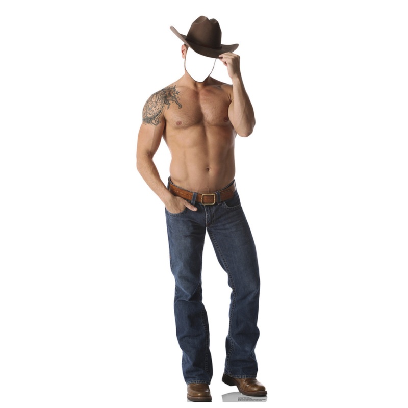 Shirtless Cowboy Standin 72 x 25 (height x width) inches
