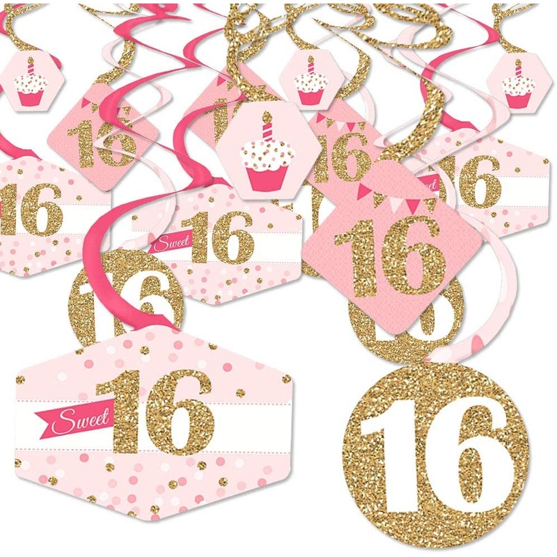 Sweet 16-16th Birthday Party Hanging Decor - Party Decoration Swirls - Set of 40