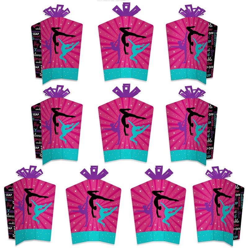 Tumble, Flip and Twirl - Gymnastics - Table Decorations - Birthday Party or Gymnast Party Fold and Flare Centerpieces - 10 Count