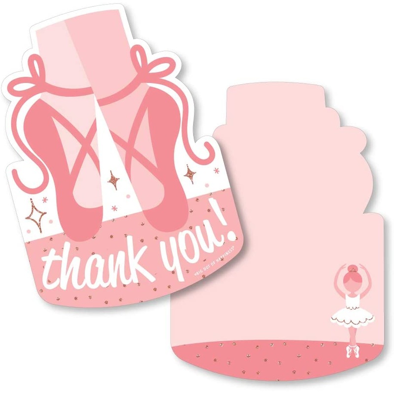 Tutu Cute Ballerina - Shaped Thank You Cards - Ballet Birthday Party or Baby Shower Thank You Note Cards with Envelopes - Set of 12