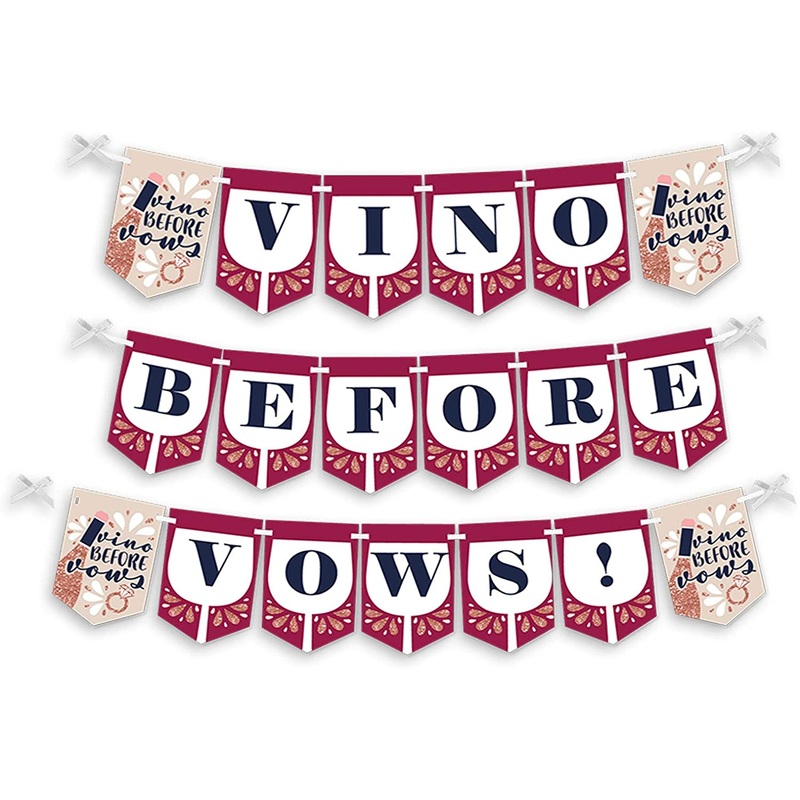 Vino Before Vows - Winery Bridal Shower or Bachelorette Party Bunting Banner - Party Decorations - Vino Before Vows
