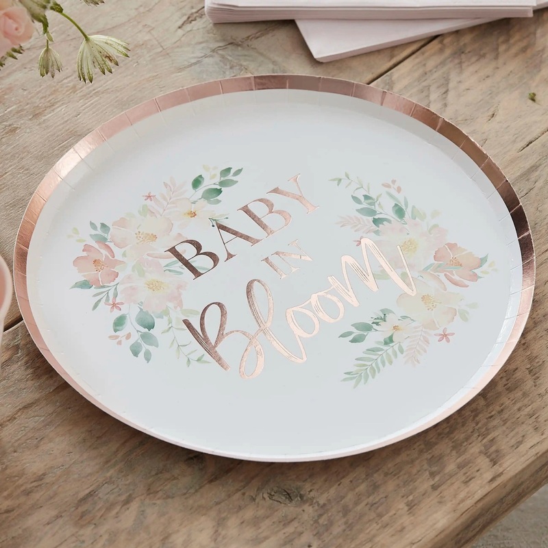 Baby In Bloom Baby Shower Plates (Pack of 8)