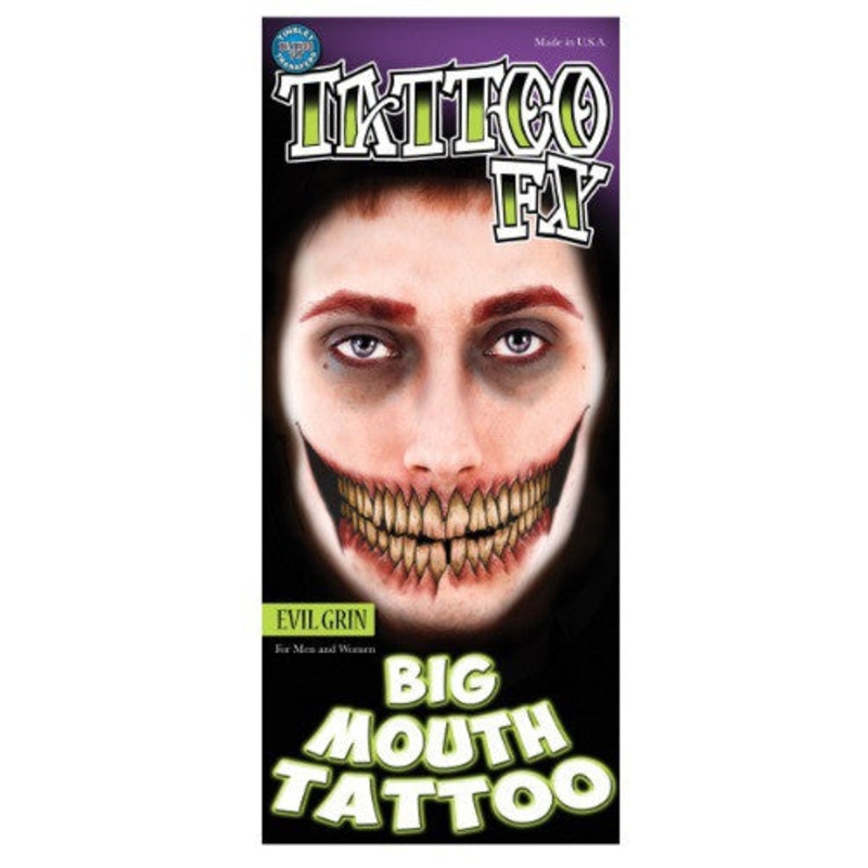 EVIL GRIN TEMPORARY BIG MOUTH TATTOO KIT