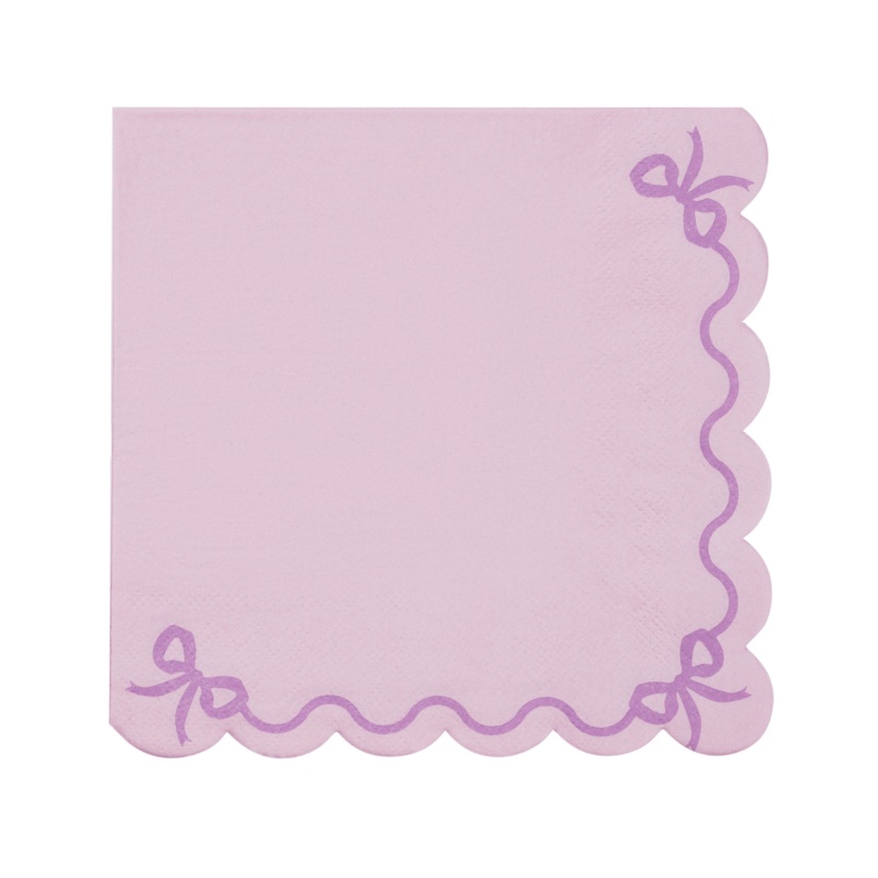 Light Purple Scalloped Bow Party Napkins x 12