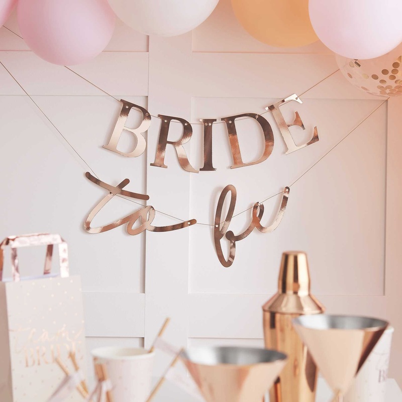 Rose Gold Bride To Be Hen Party Banner