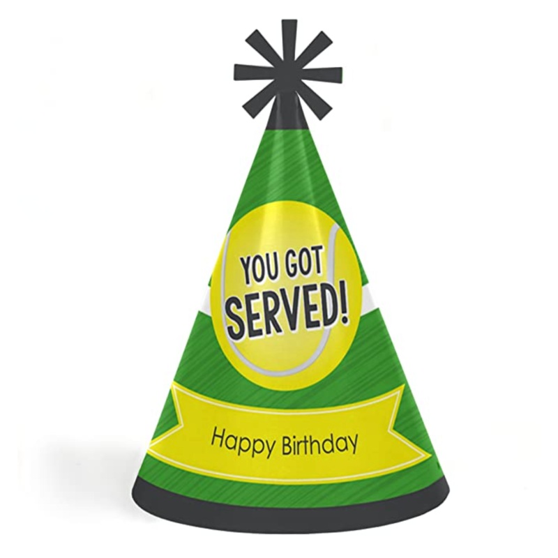 Tennis Birthday Party Hats - Set of 8