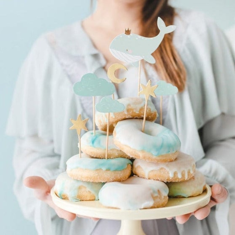 Whale Theme Cake Toppers - set of 7