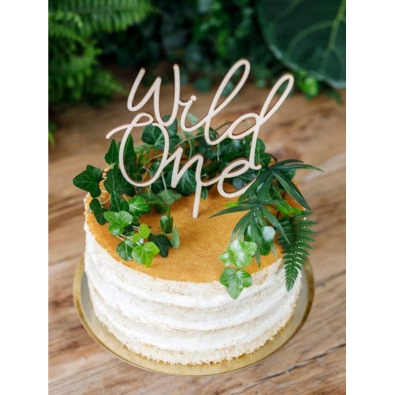 Wooden Wild One Cake Topper