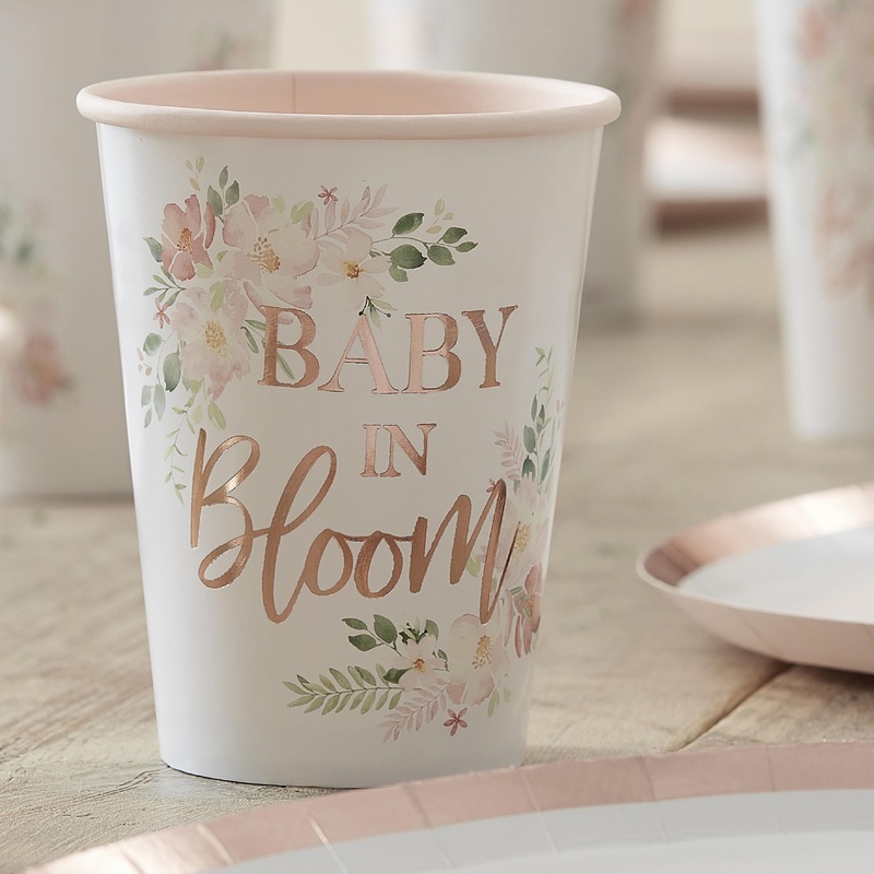Baby In Bloom Baby Shower Cups x 8