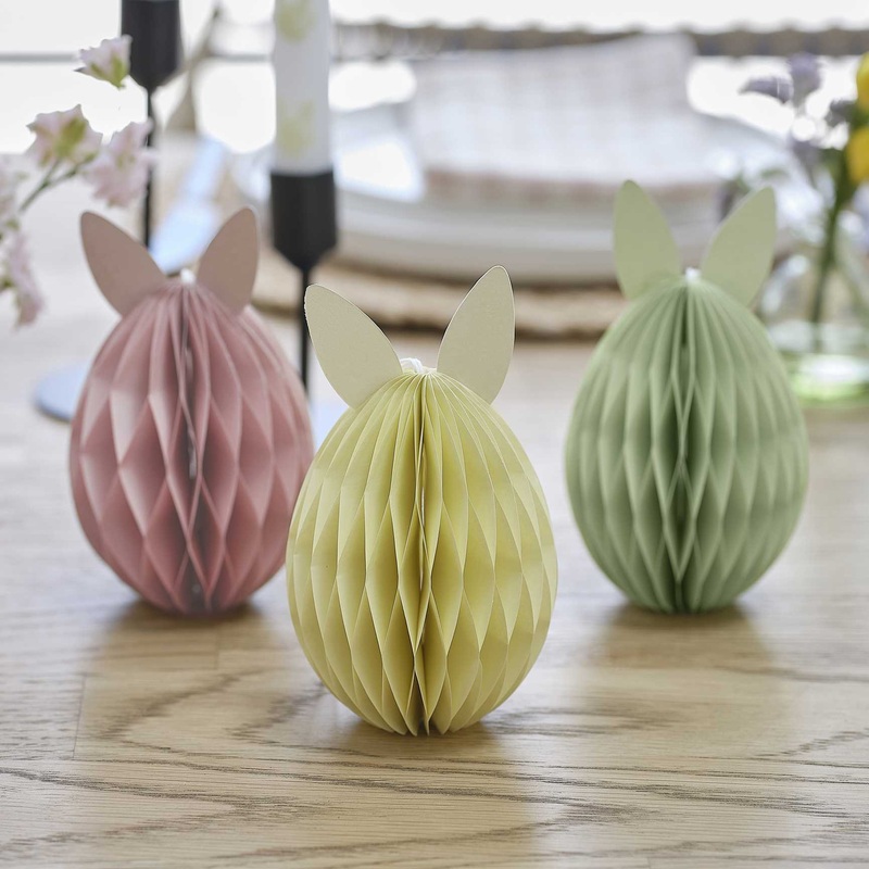 Easter Bunny Honeycomb Decorations x 3