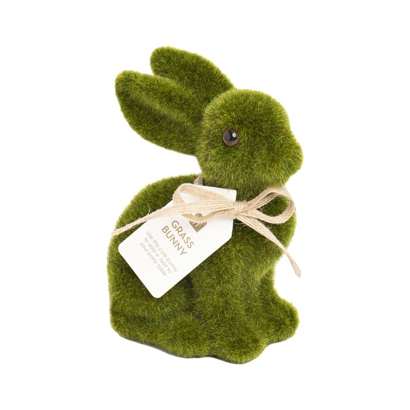 Easter Grass Flocked Bunny Decoration