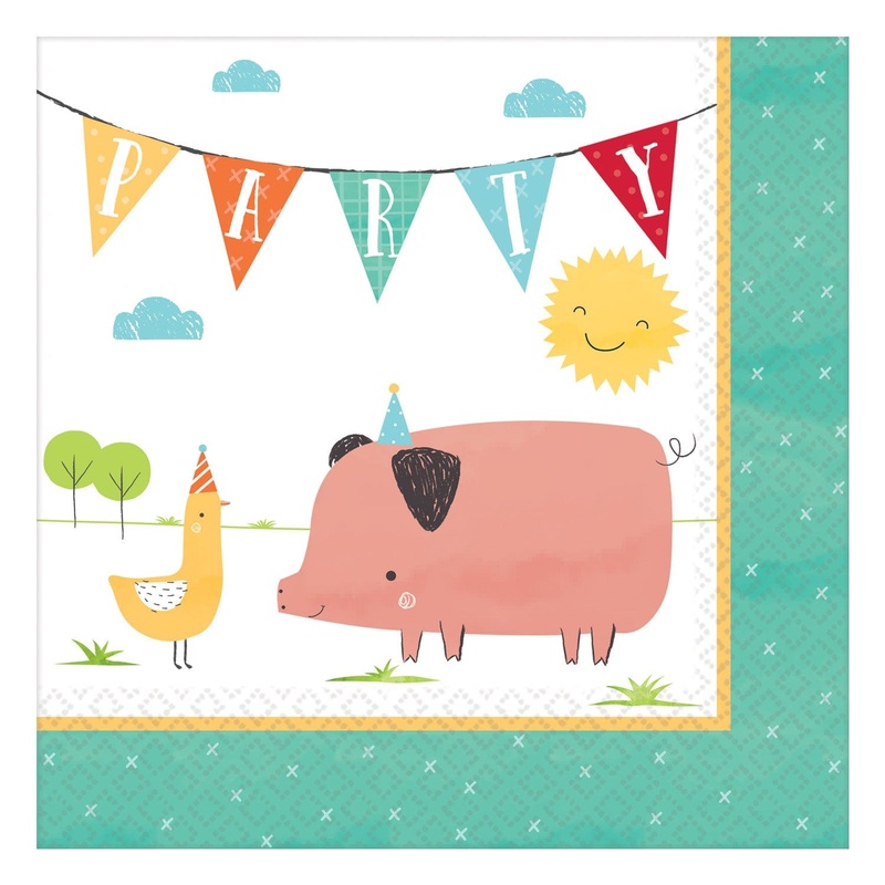 Farm Birthday Party Napkins x 16