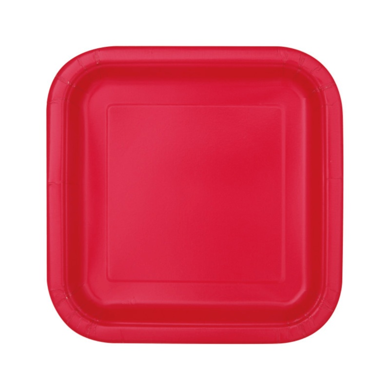 Ruby Red Square Party Plates x 14