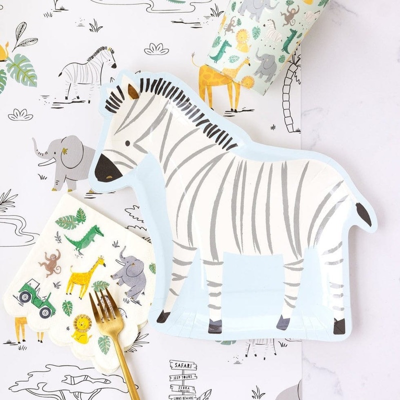 Safari Zebra Shaped Paper Plates x 8
