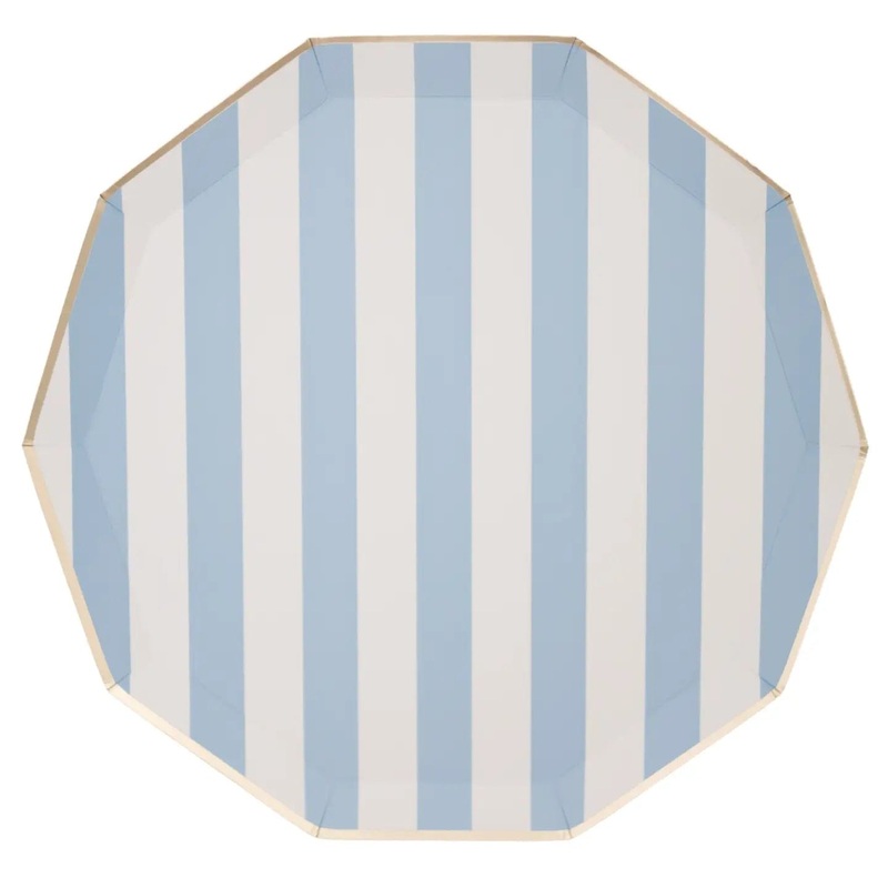 Sky Blue Cabana Stripe Party Plates x 8