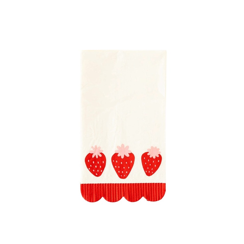 Strawberry Fringe Scallop Party Napkins x 24