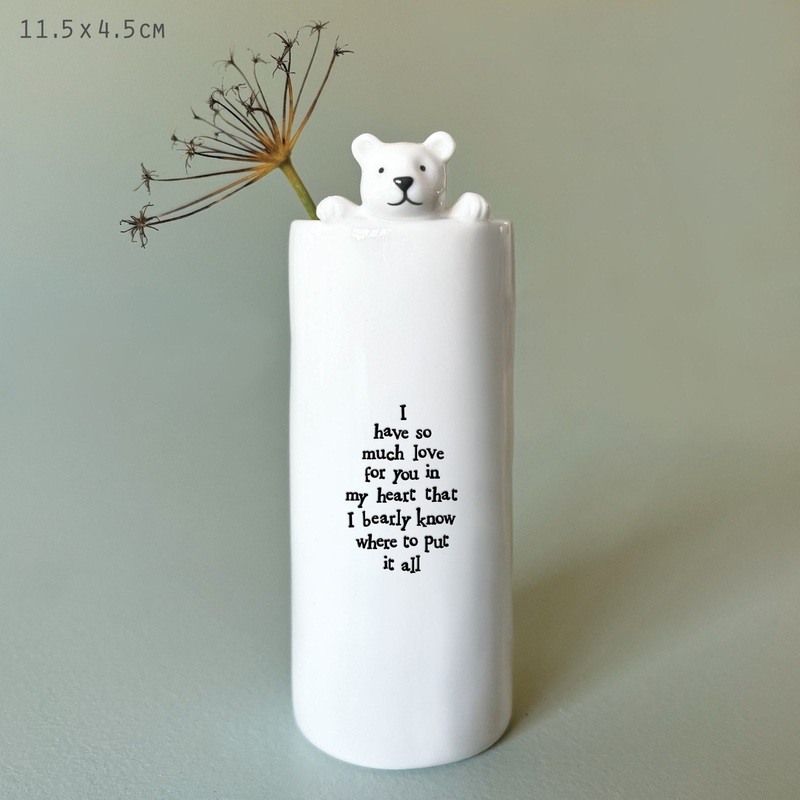 East of India Porcelain Bear Vase - So Much Love