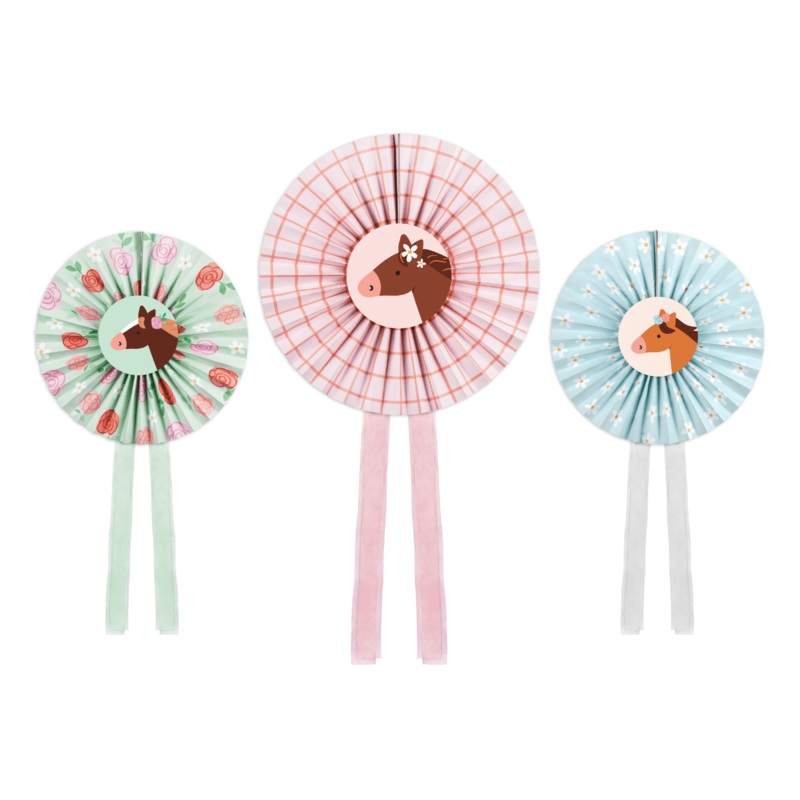 Horse Party Rosette Decorations x 3