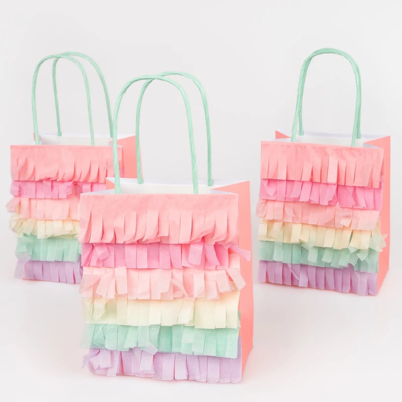 Rainbow felt paper bags / 8 pcs.