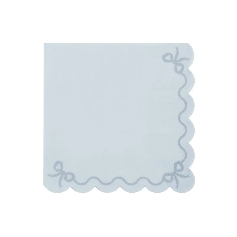 Lunch Napkins with Light Blue Bows / 12 pcs.