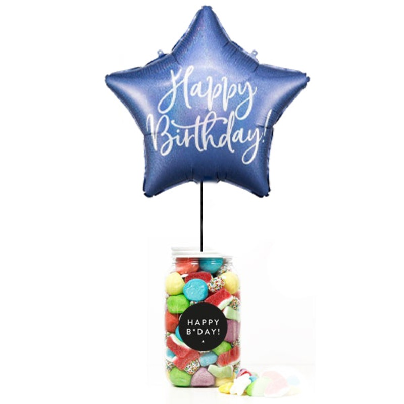 WOW BOX blue star, candies and personalized message.