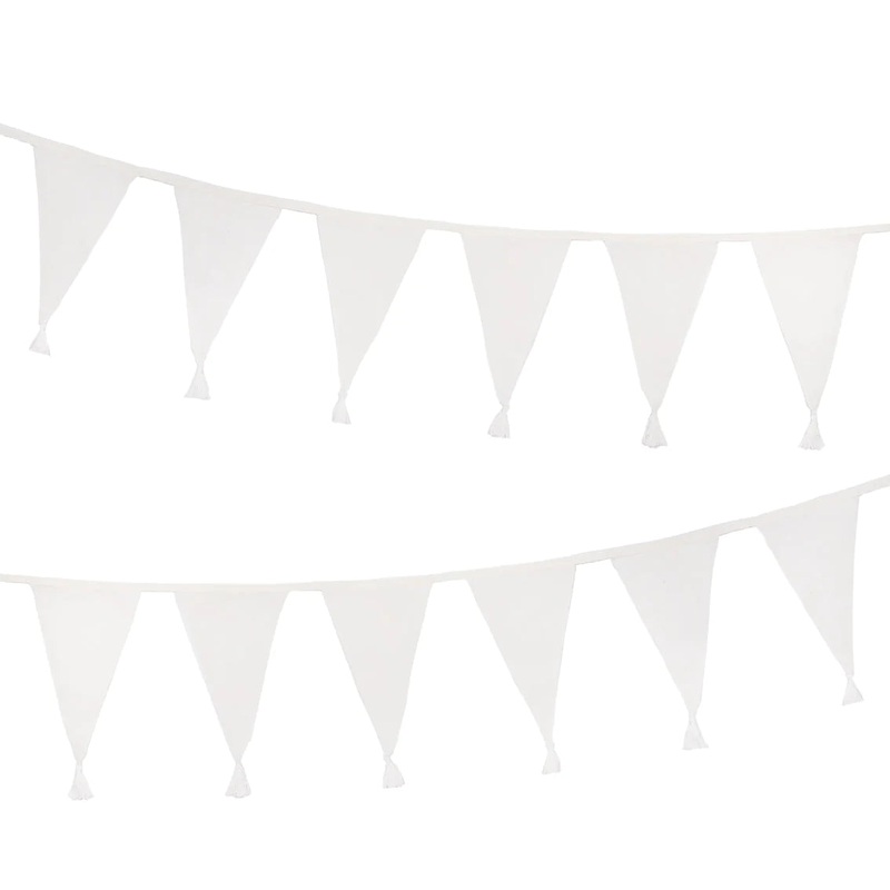 White fabric pennant garland