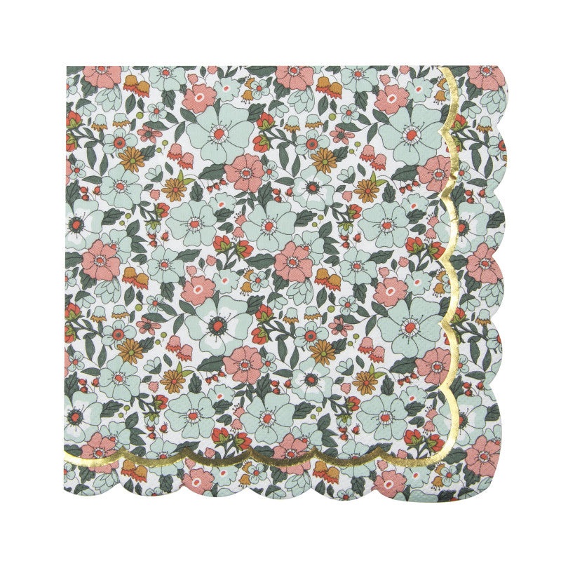 Liberty blue napkin with gold detail / 16 units.