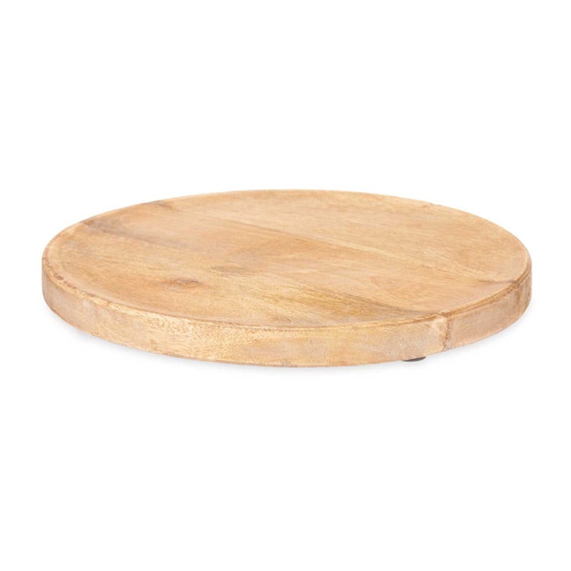Rustic round wooden appetizer table