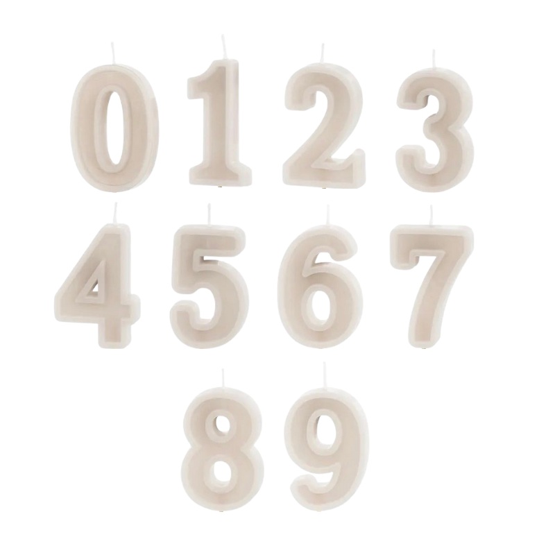 Stone number candle with border