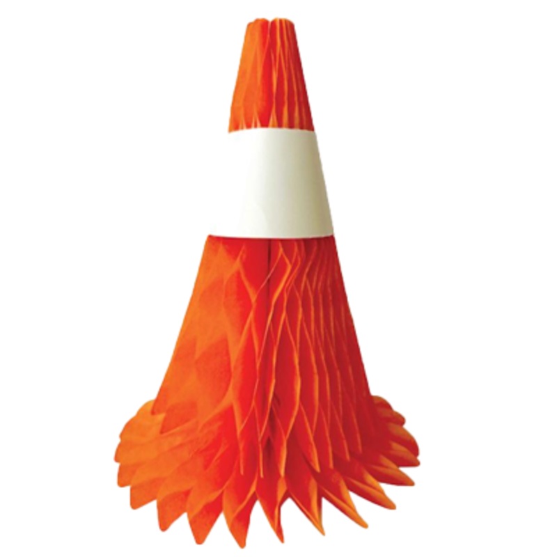 Construction Road Cone Honeycomb Decorations pk3