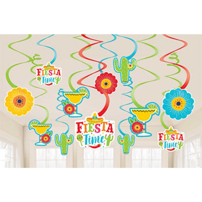 Fiesta Hanging Swirl Decorations pk 12