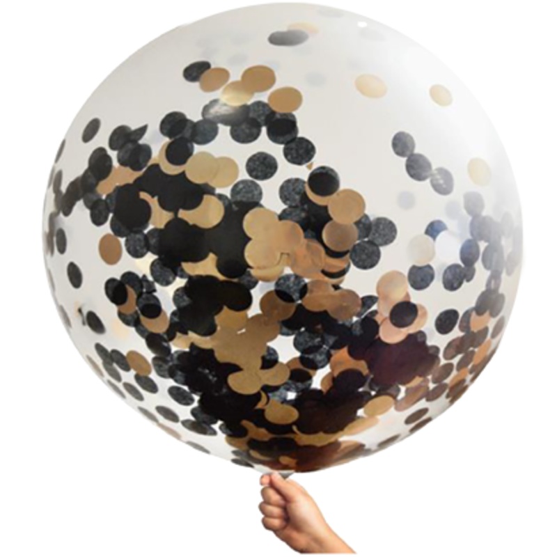 Rose Gold and Black Confetti Jumbo Balloon
