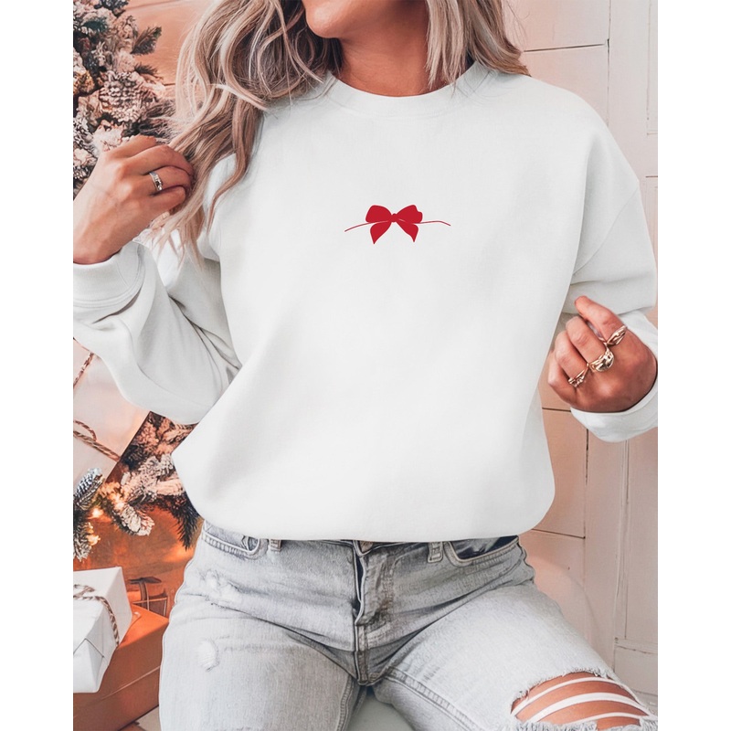 Christmas Bow Embroidered Sweatshirt