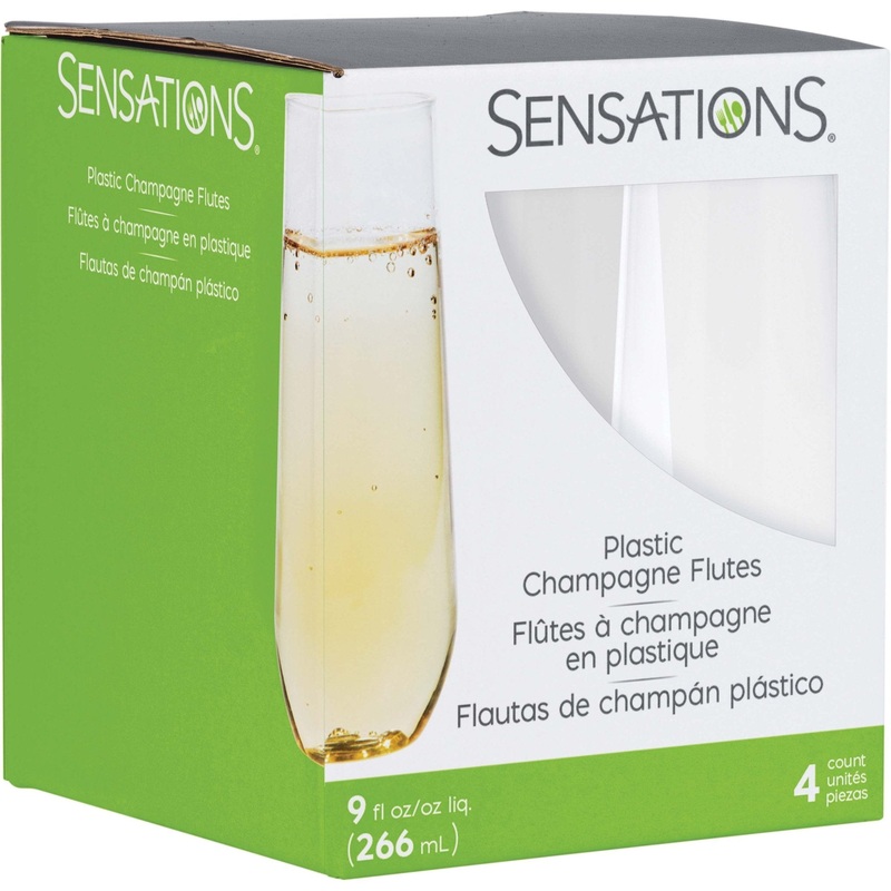 Clear Stemless Champagne Plastic 9oz Glasses 4ct