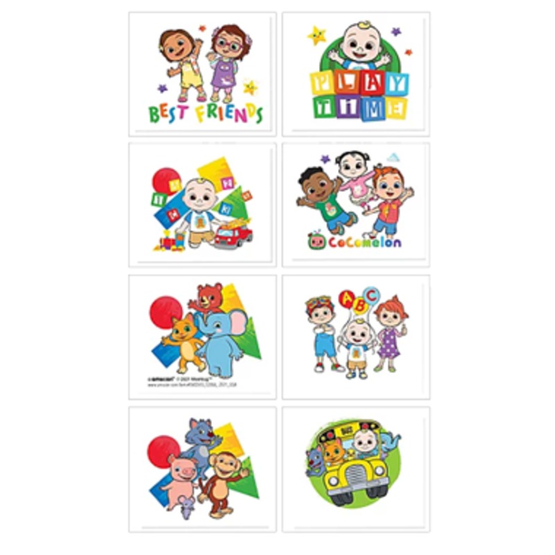 Cocomelon Party Tattoos pk8