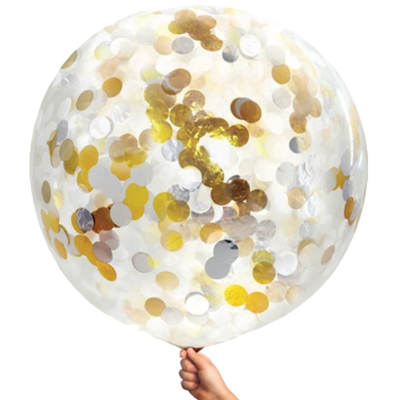 Gold and White Confetti Jumbo Balloon