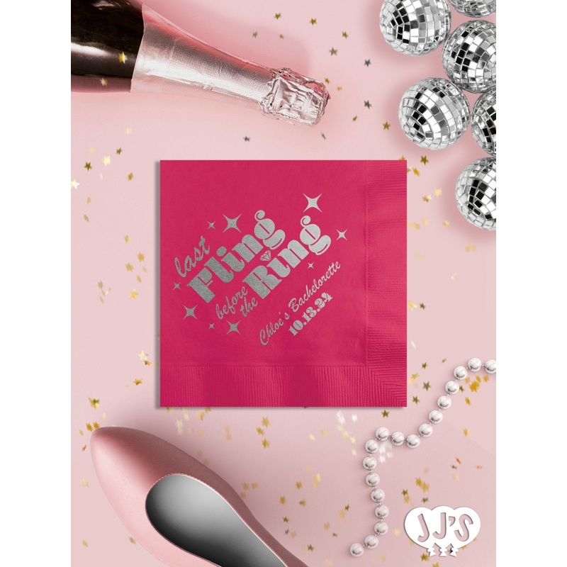 Last Fling Before the Ring Personalized Bachelorette Napkins