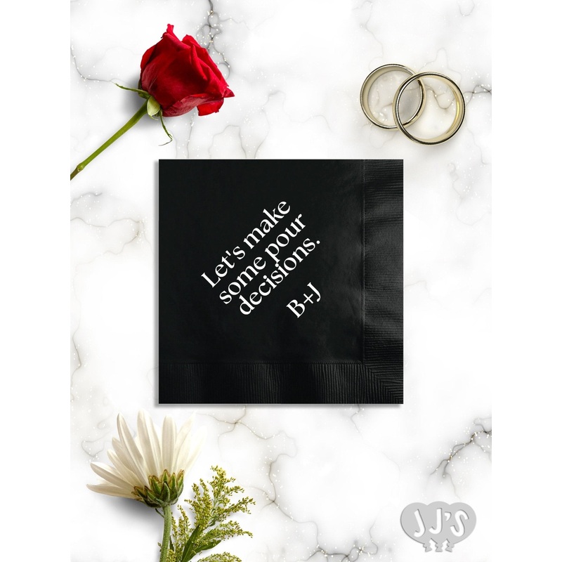Let's Make Pour Decisions Custom Printed Personalized Beverage Napkins