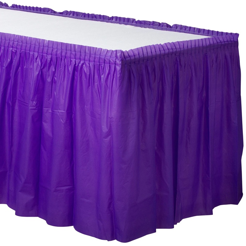 Purple Plastic Table Skirt 29In X 14Ft