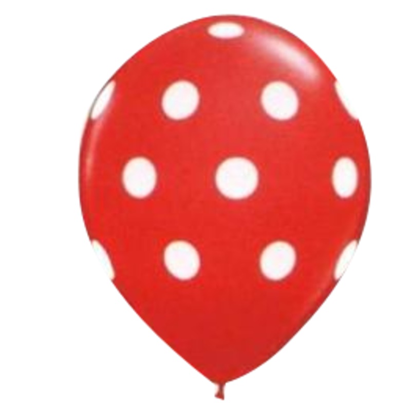 Red and White Polkadot Balloon - Single
