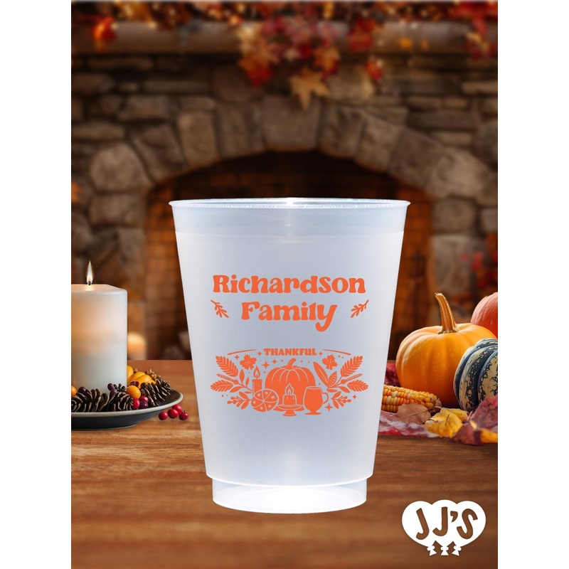 Thankful Family Thanksgiving Custom Frosted Cups