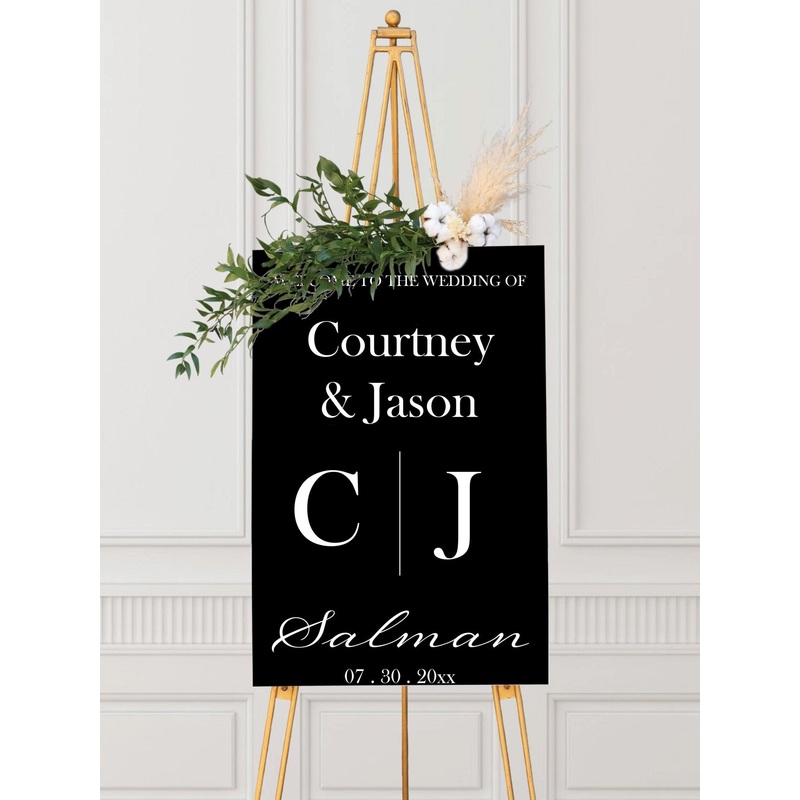 Welcome to Our Wedding Split Monogram Wedding Welcome Sign